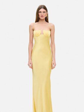 Anna October Tulip Satin Maxi Dress - Yellow